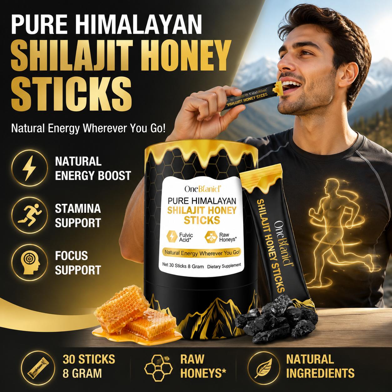 Shilajit Resin Pure - Bâtonnets de miel OneBotanical au Shilajit