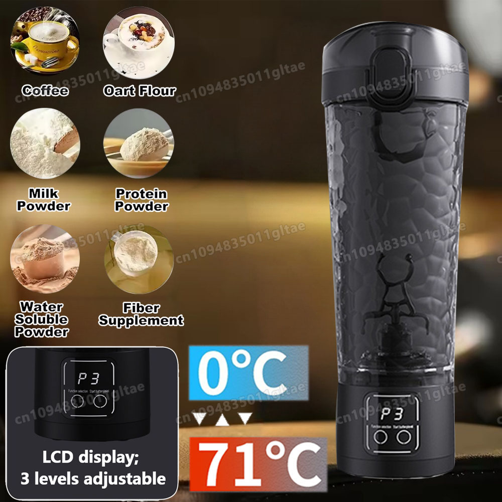 Protein Shaker Bottle - Tasse de mélange automatique, 3 vitesses,