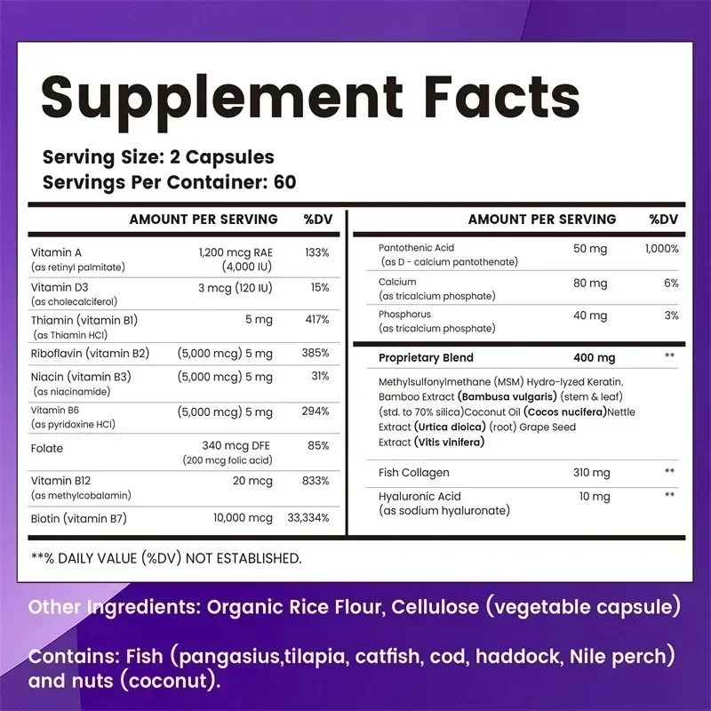 Supplément de kératine au coll - Biotin Hair Growth avis et prix