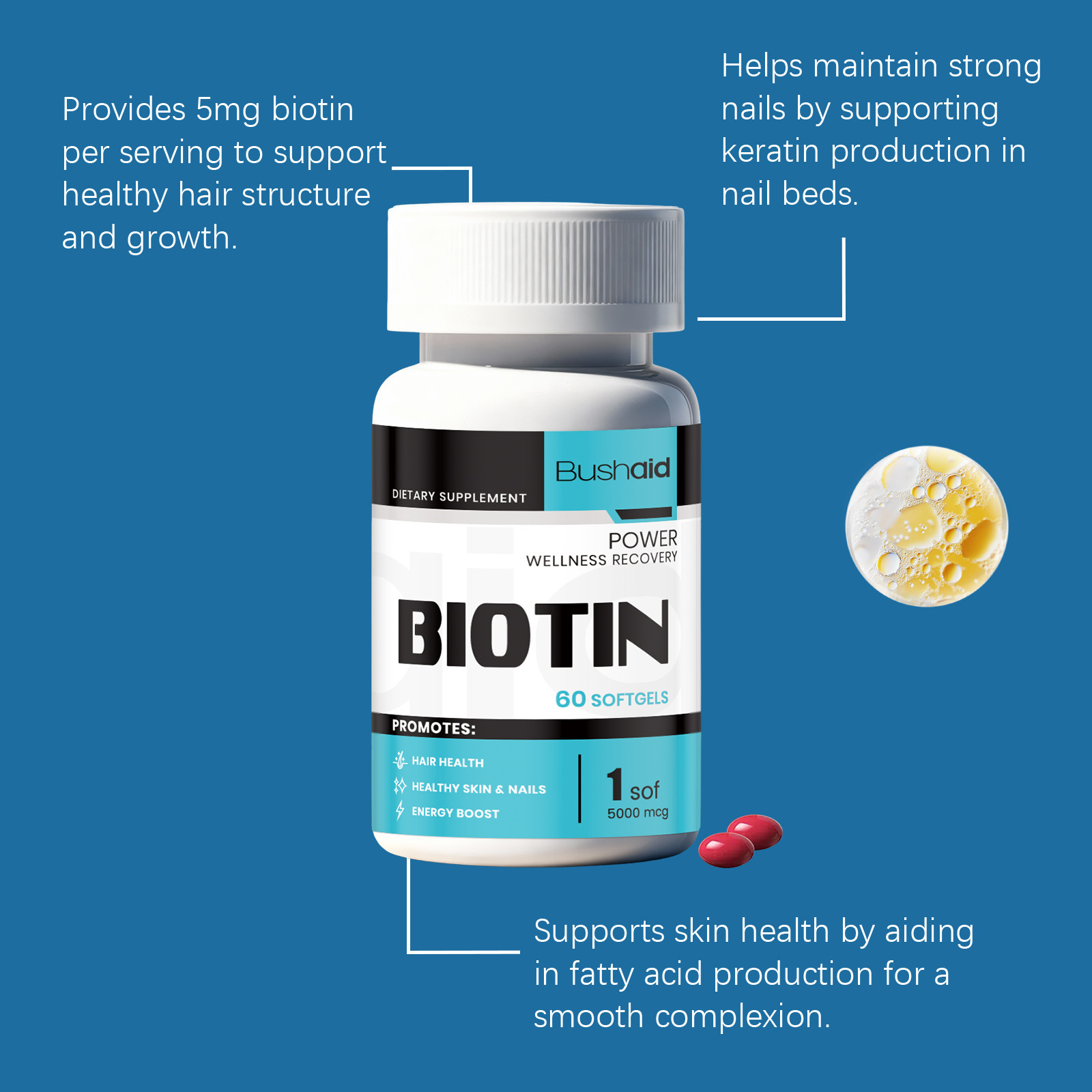 Capsules Molles de Biotine Hau - Biotin Hair Growth avis et prix
